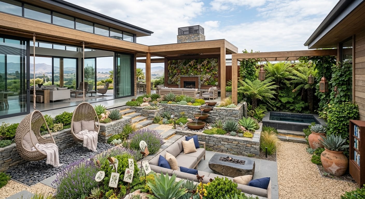 Complete backyard landscaping project