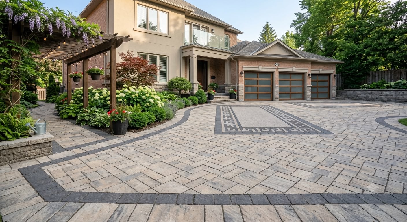 Interlocking stone driveway installation